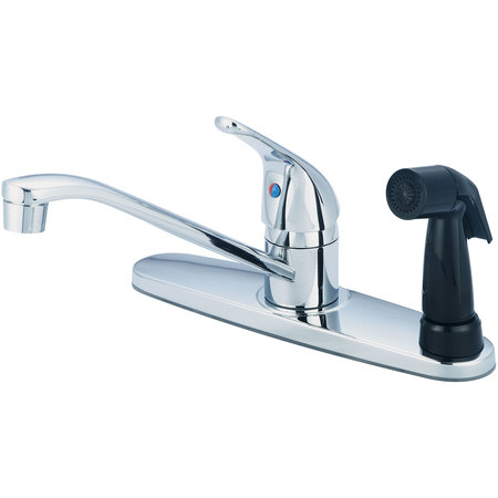 OLYMPIA FAUCETS Single Handle Kitchen Faucet, NPSM, Standard, Polished Chrome, Number of Holes: 3 Hole K-4163